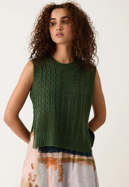 Billie Cable Vest - Cypress Green | Nancybird