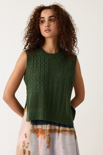 Billie Cable Vest - Cypress Green | Nancybird