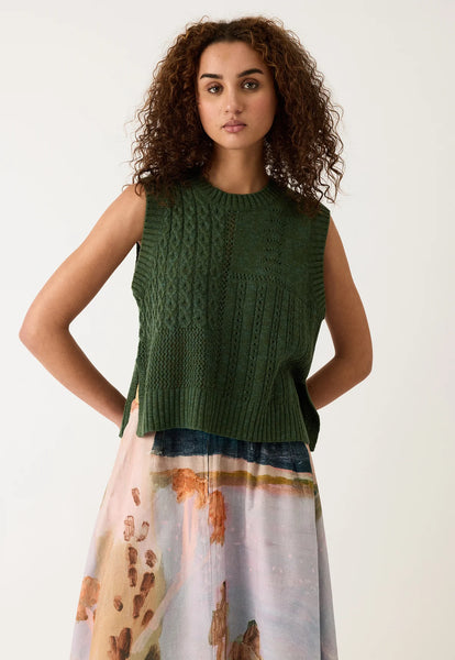 Billie Cable Vest - Cypress Green | Nancybird