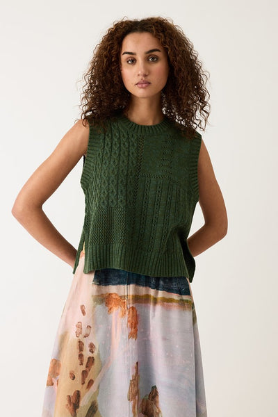 Billie Cable Vest - Cypress Green | Nancybird