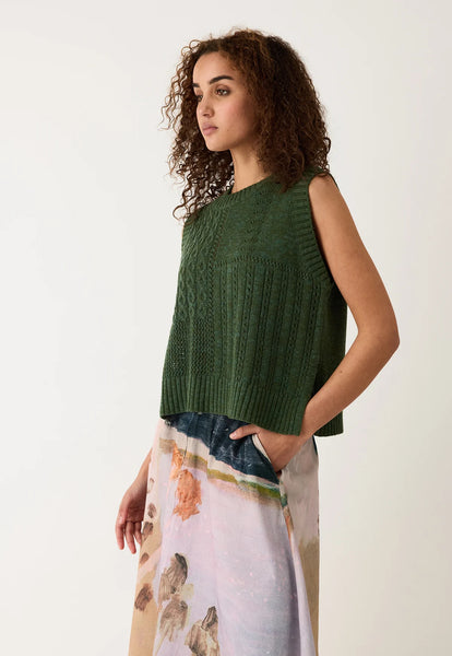 Billie Cable Vest - Cypress Green | Nancybird