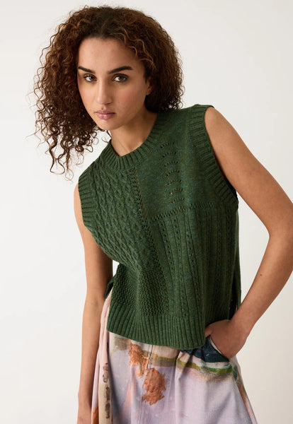 Billie Cable Vest - Cypress Green | Nancybird