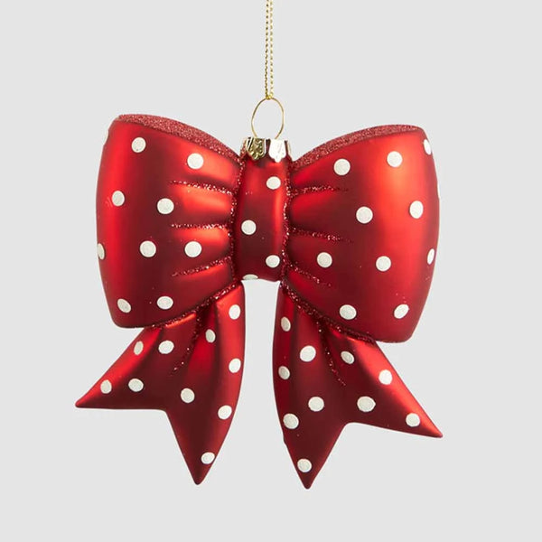 Spotty Bow Glass Tree Decoration   | Florabelle