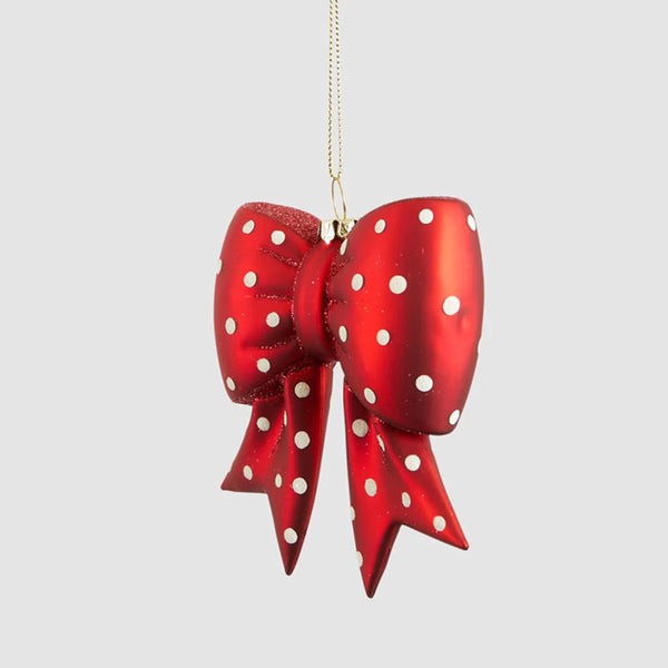 Spotty Bow Glass Tree Decoration   | Florabelle