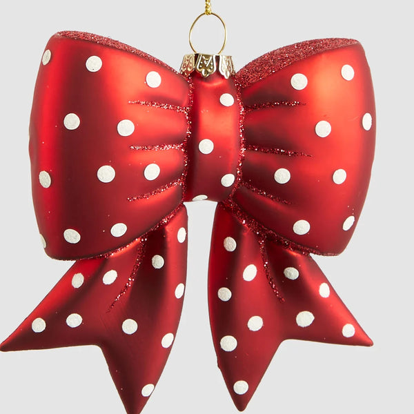 Spotty Bow Glass Tree Decoration   | Florabelle