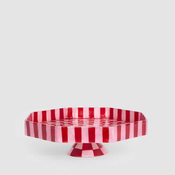 Checker Cake Stand Red & Pink Small | Florabelle