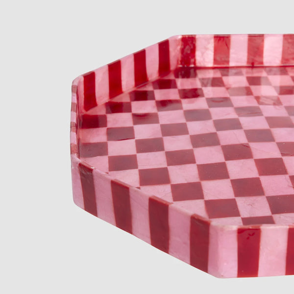 Checker Cake Stand Red & Pink Small | Florabelle