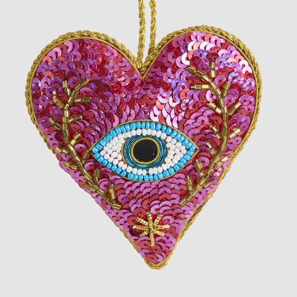 Marrek Eye Heart Sequin Heart Decoration | Florabelle