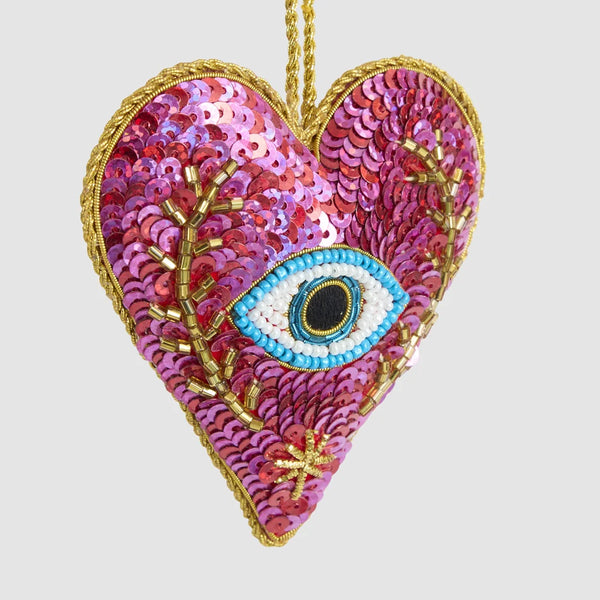 Marrek Eye Heart Sequin Heart Decoration | Florabelle