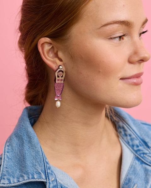 Mermaid + Message in a Bottle Earrings - Violet | Martha Jean