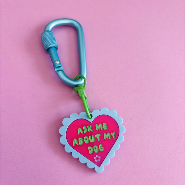Ask Me About My Dog Carabiner Keyring | Studio Flos
