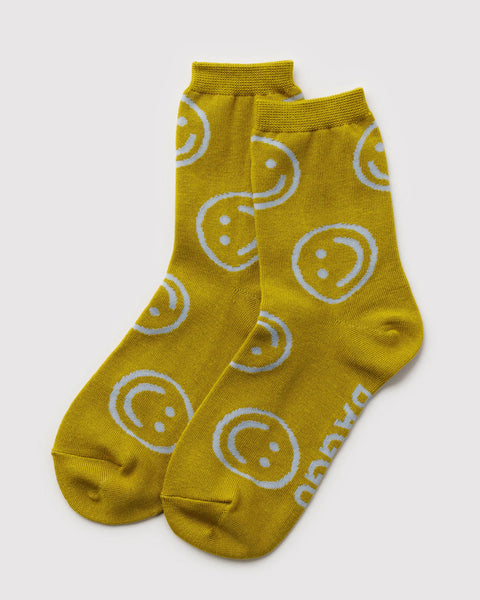 Baggu | Crew Socks | Ochre Happy