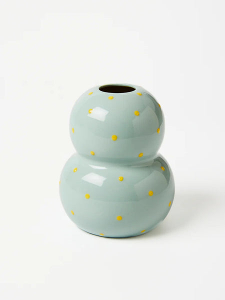 FONDA PALE BLUE YELLOW DOTTY VASE | Jones & Co