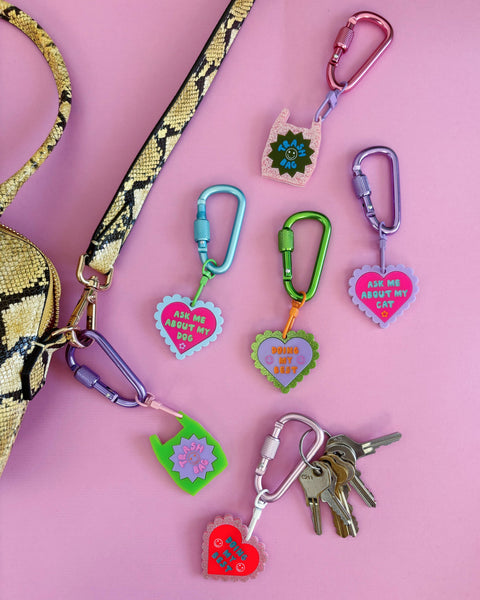 Ask Me About My Cat Carabiner Keyring | Studio Flos