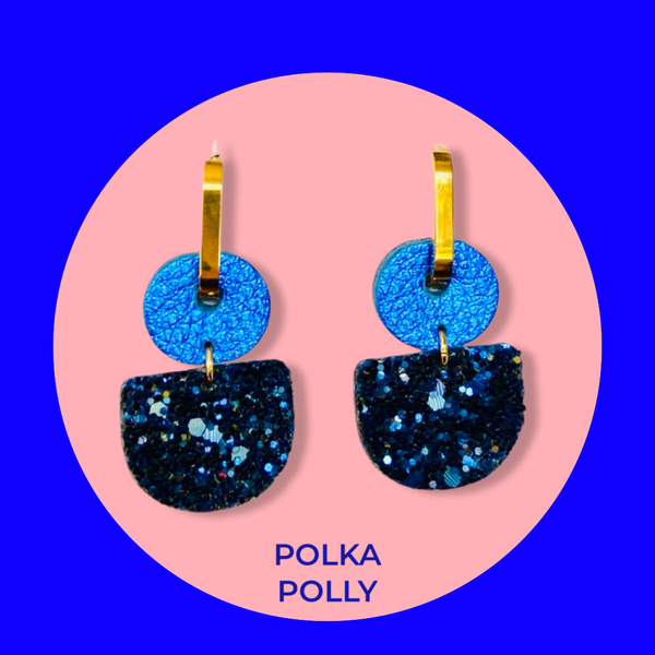 Dainty Hoops Navy Blue Sparkles | Polka Polly