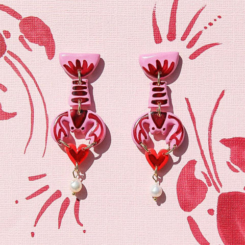 Red Heart Lobsters Earrings | Kingston Jewellery