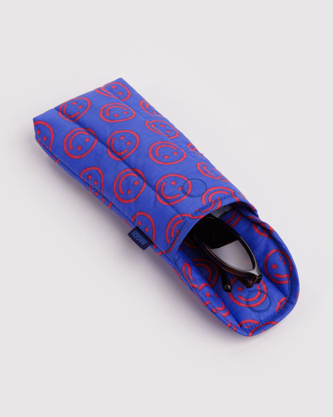 Baggu | Puffy Glasses Sleeve | Mini Cobalt Happy