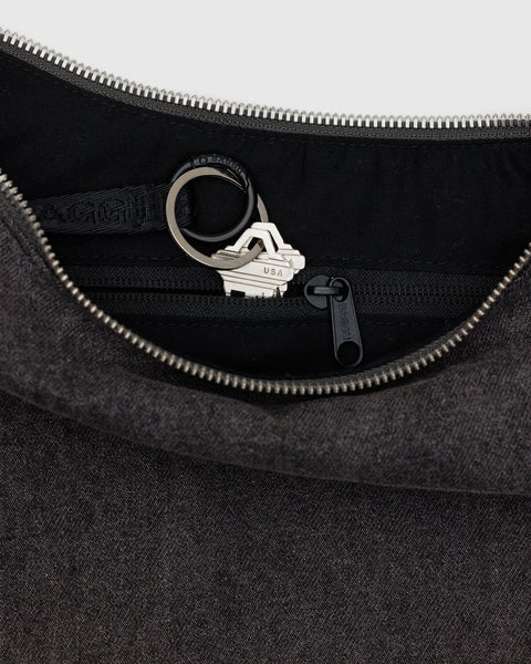 Baggu | Medium Denim Crescent Bag | Washed Black Denim