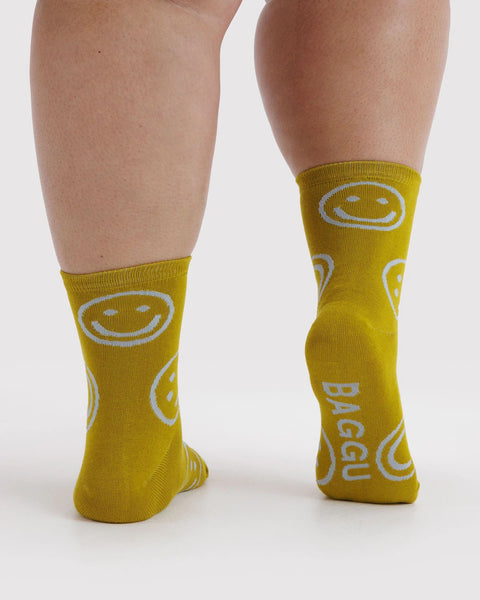 Baggu | Crew Socks | Ochre Happy