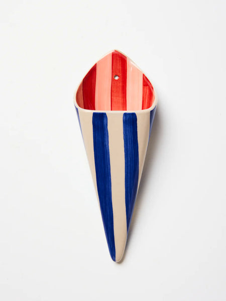 FOLLY WALL VASE BLUE STRIPE | Jones & Co