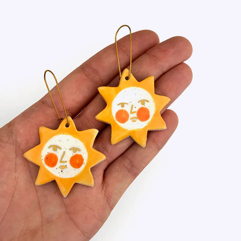 Gold Lustre Ceramic Summer Sun Earrings | Togetherness