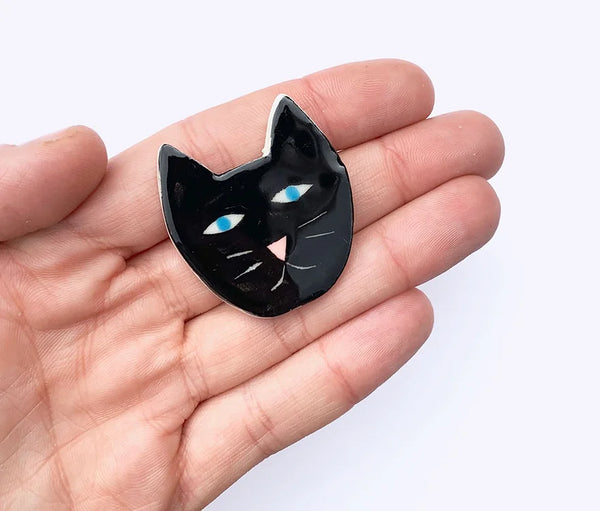 Ceramic Brooch: Lucky Black Cat | Togetherness
