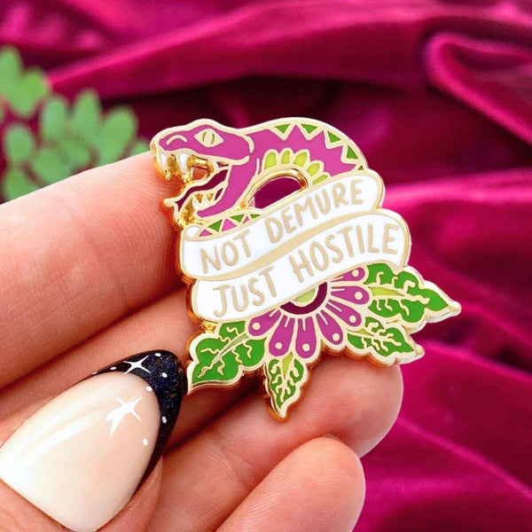 Not Demure Just Hostile Lapel Pin | Jubly-Umph