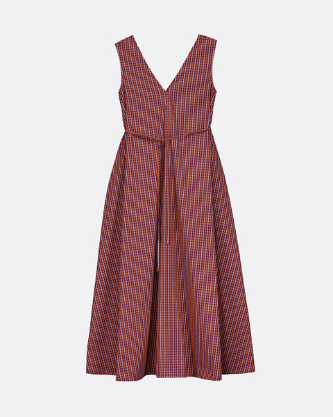 Belle Dress - Maroon Check | Kowtow