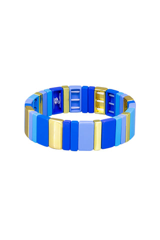 Blue and Gold Wide Tile Bracelet | Tiger Tree