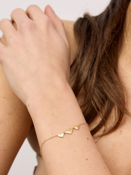 Gold Hearts in Three bracelet | Tiger Tree
