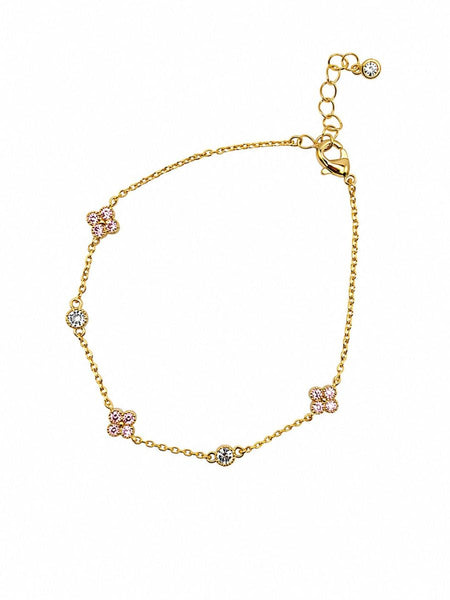 Gold Pink Crystal Felice Chain Bracelet | Tiger Tree