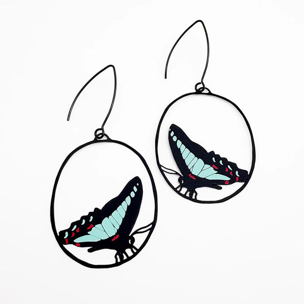 Midi Butterfly earrings in Blue Triangle | Denzandco