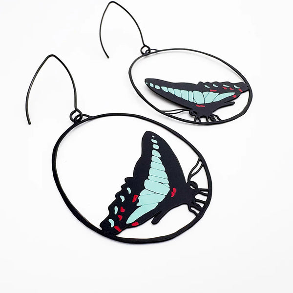 Midi Butterfly earrings in Blue Triangle | Denzandco