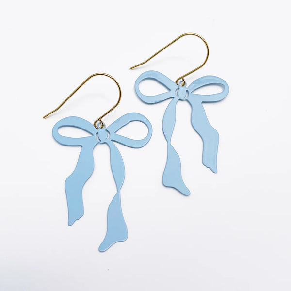 Midi Bow earrings in Powder Blue | Denzandco