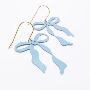 Midi Bow earrings in Powder Blue | Denzandco