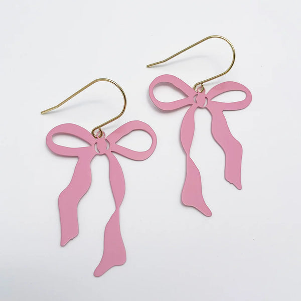 Midi Bow earrings in Ballerina Pink | Denzandco