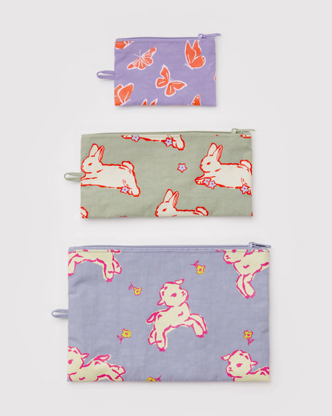 Baggu | Flat Pouch Set | Spring Animals