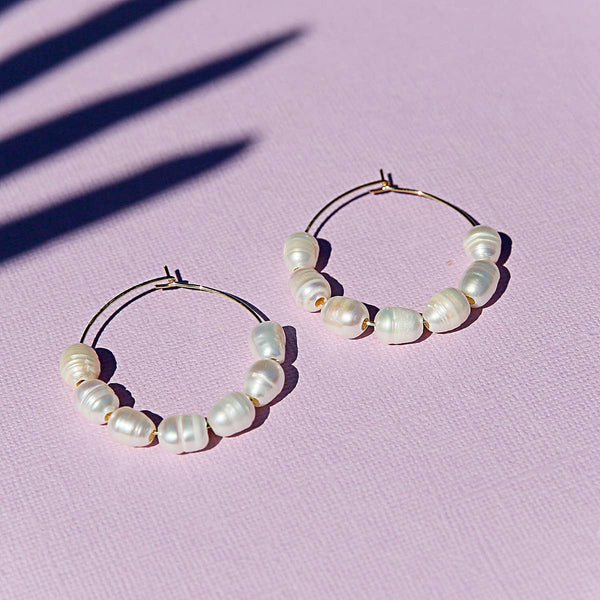Large Freshwater Hoops | Kingston Jewellery