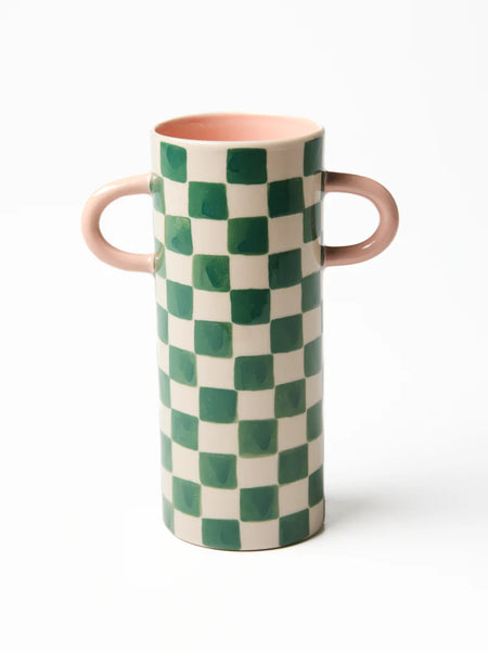 GRIFFE GREEN CHECK BUD VASE | Jones & Co