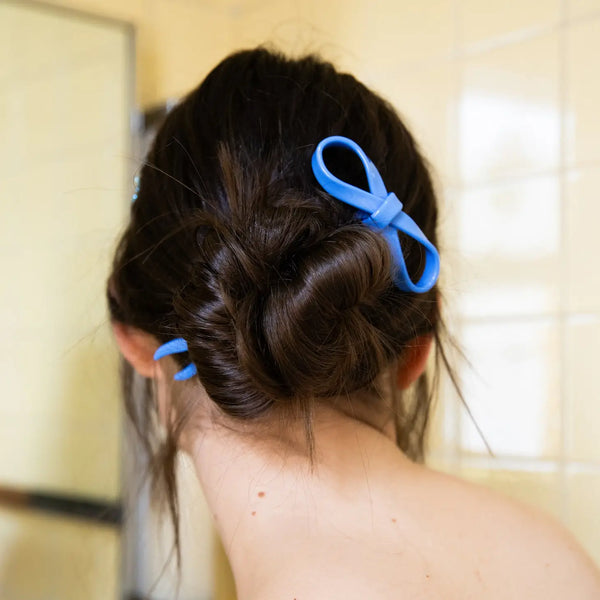 Large Bow Hairpin in Blue | Chunks