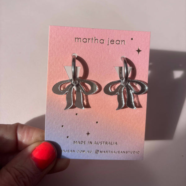 Floppy Bow Earrings - silver | Martha Jean