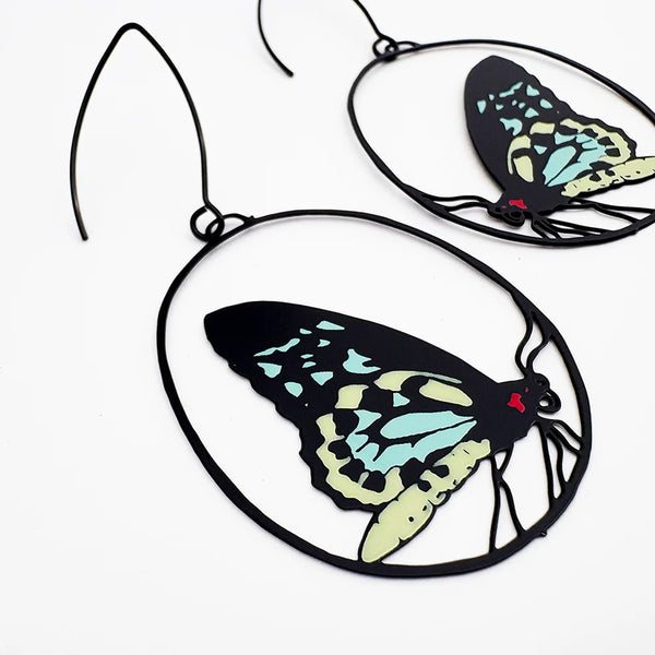 Midi Butterfly earrings in Cairns Birdwing | Denzandco