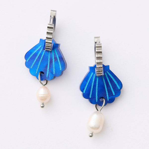Mini Shell Earrings - Cobalt  | Martha Jean