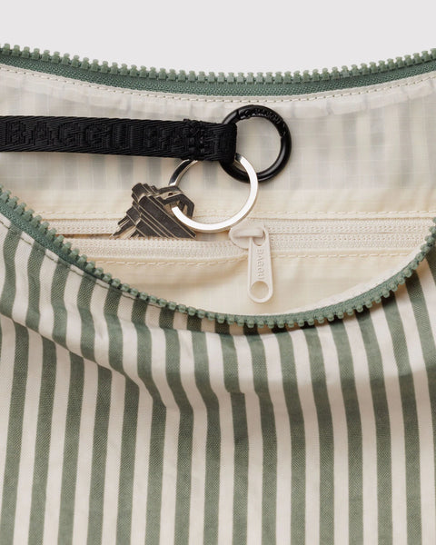 Baggu | Medium Nylon Crescent Bag | Sage Stripe