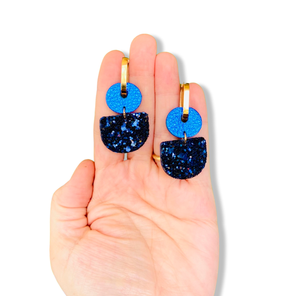 Dainty Hoops Navy Blue Sparkles | Polka Polly