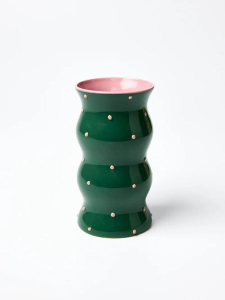 PALMA VASE GREEN PINK DOTTY | Jones & Co