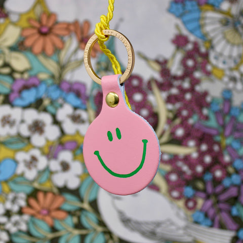 Feeling Lush Smile Face Leather Key Fob | Ark Colour Design | Pale Pink