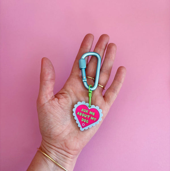 Ask Me About My Dog Carabiner Keyring | Studio Flos