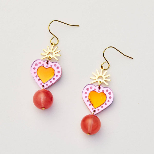 Sacred Heart Earrings - Violet / Orange | Martha Jean