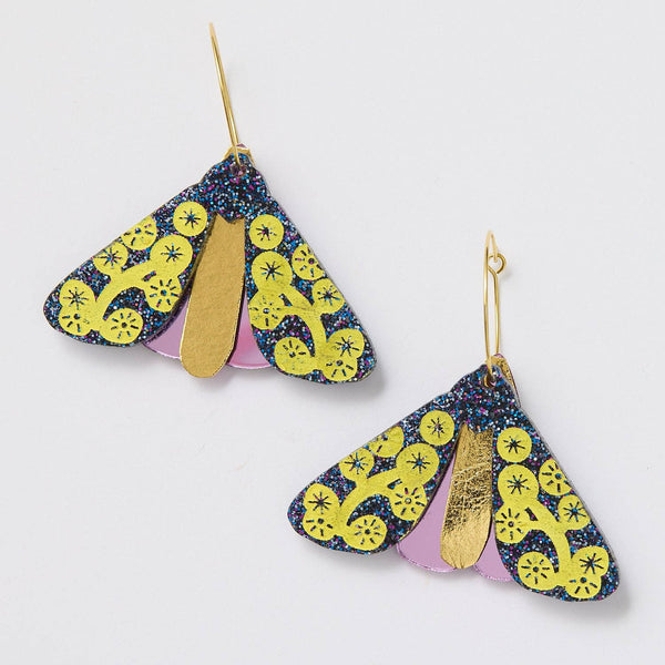Moth Wattle Earrings - Midnight/Yellow | Martha Jean